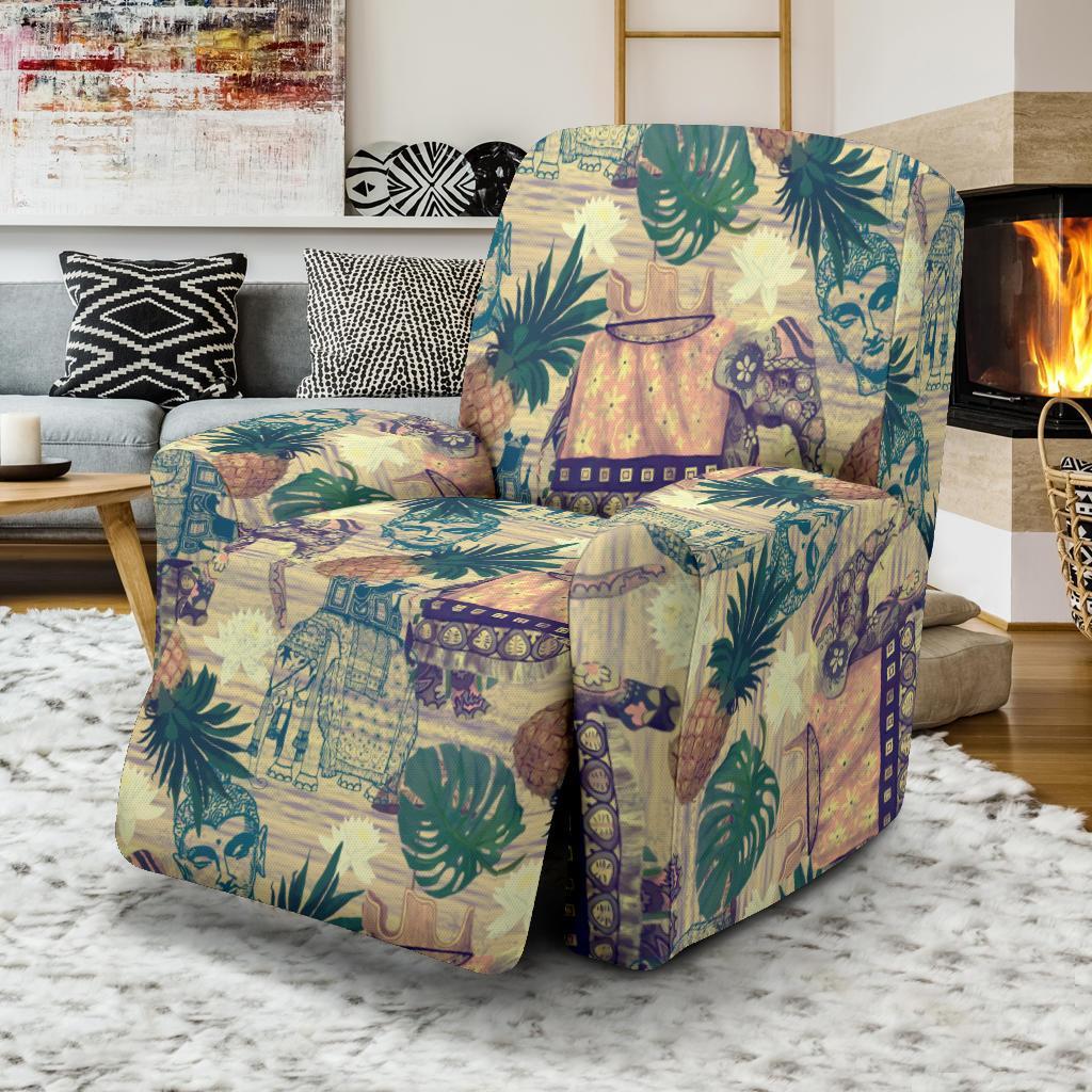 Tropical Pineapple Buddha Elephant Print Recliner Cover-grizzshop