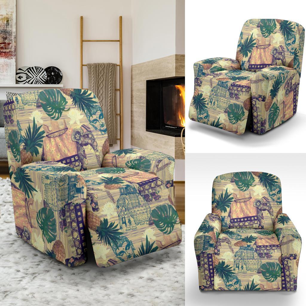 Tropical Pineapple Buddha Elephant Print Recliner Cover-grizzshop