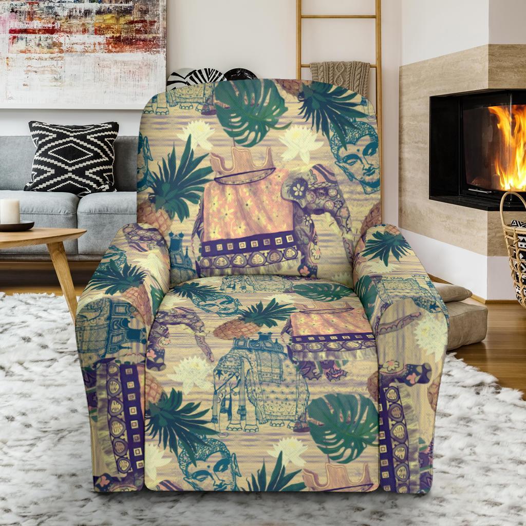 Tropical Pineapple Buddha Elephant Print Recliner Cover-grizzshop