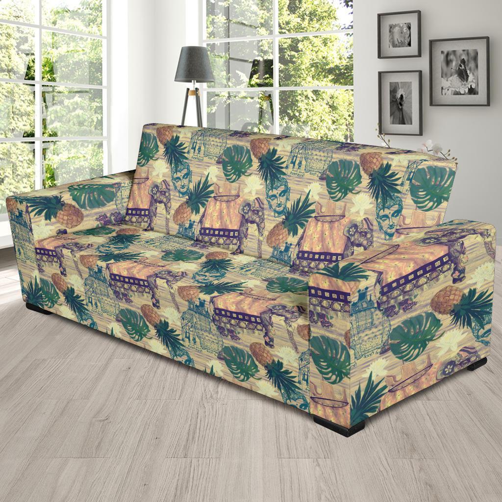 Tropical Pineapple Buddha Elephant Print Sofa Covers-grizzshop