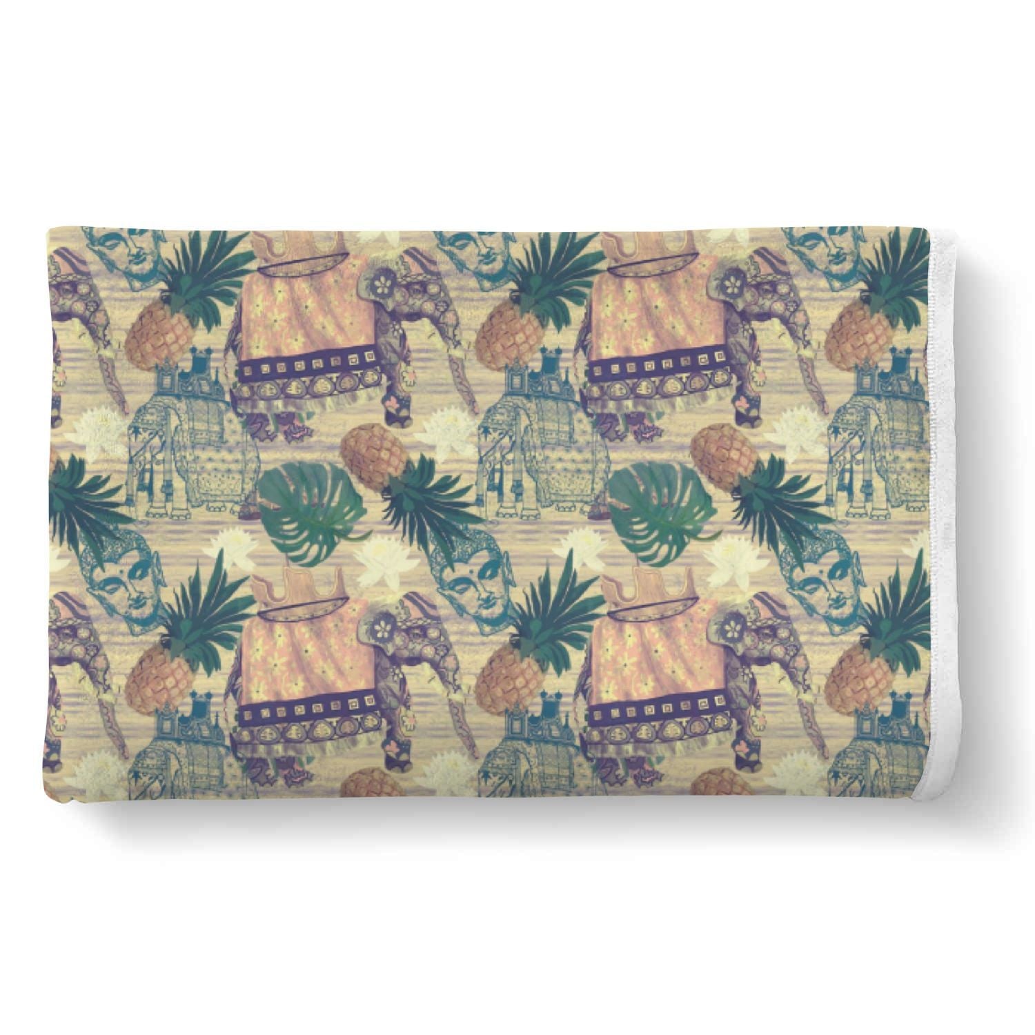 Tropical Pineapple Buddha Elephant Print Throw Blanket-grizzshop