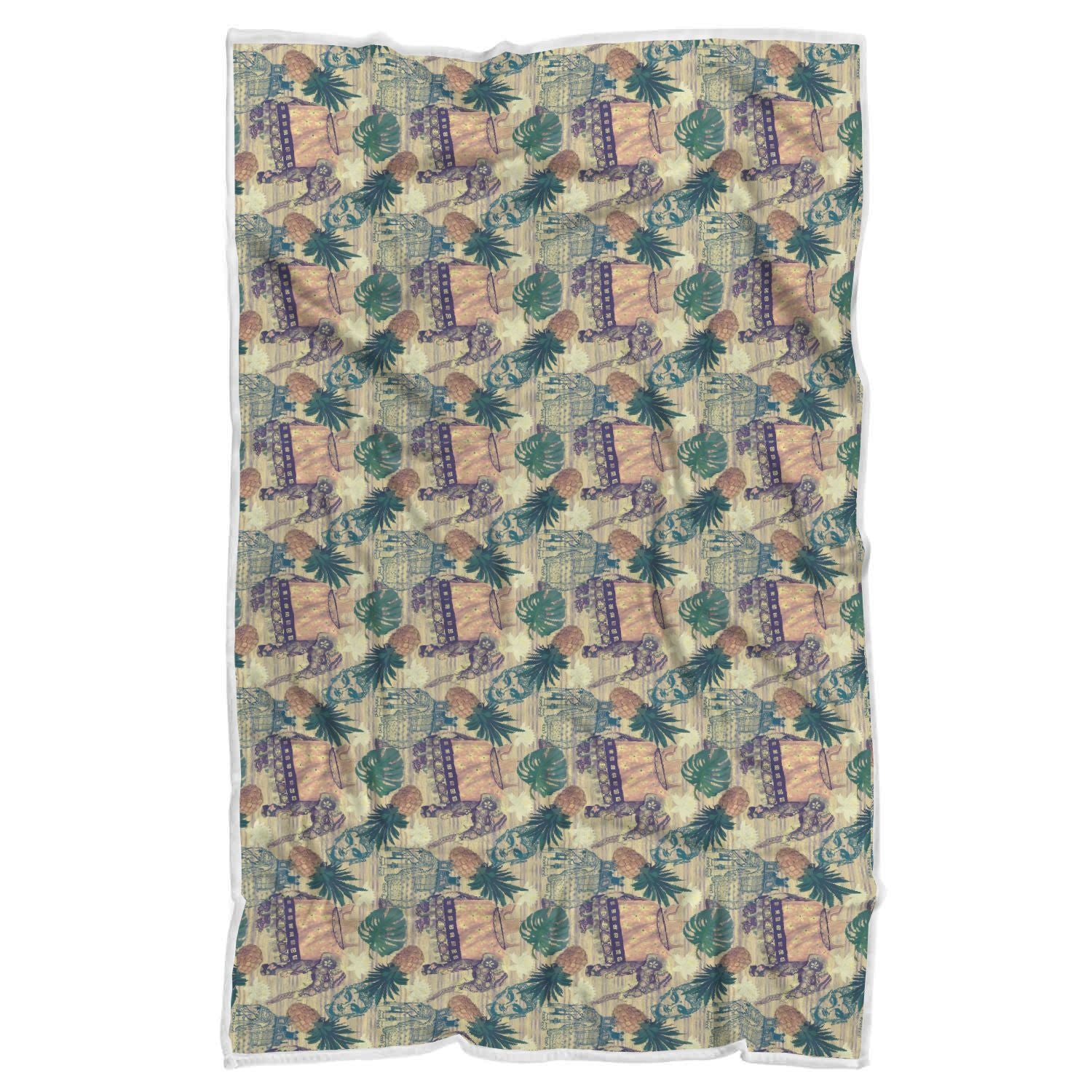 Tropical Pineapple Buddha Elephant Print Throw Blanket-grizzshop