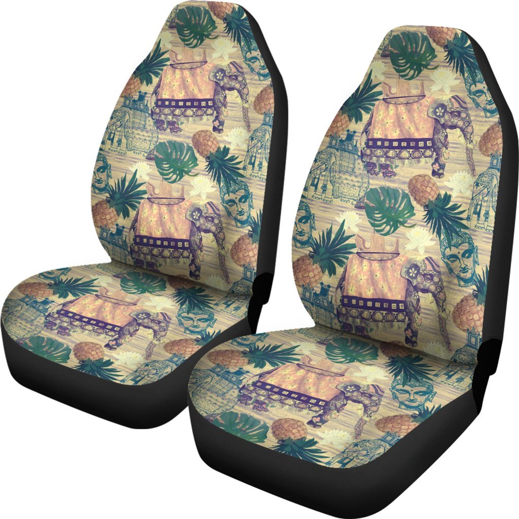 Tropical Pineapple Buddha Elephant Print Universal Fit Car Seat Cover-grizzshop