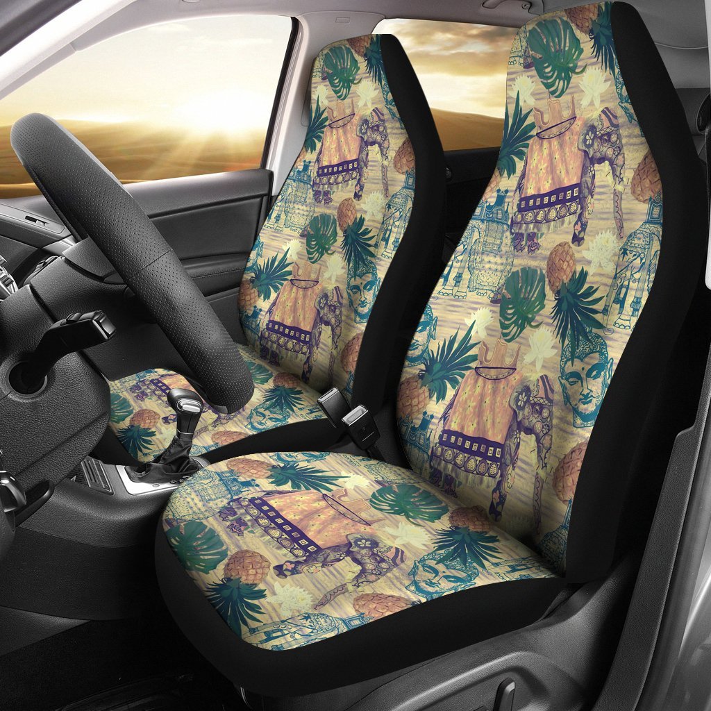 Tropical Pineapple Buddha Elephant Print Universal Fit Car Seat Cover-grizzshop