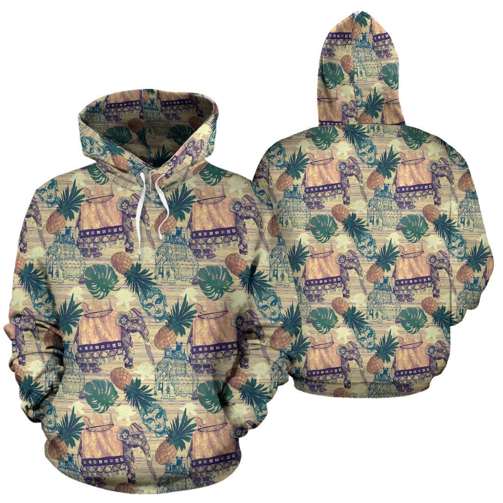 Tropical Pineapple Buddha Elephant Print Women Men Pullover Hoodie-grizzshop