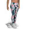 Tropical Pink Hawaiian Print Pattern Men's Leggings-grizzshop