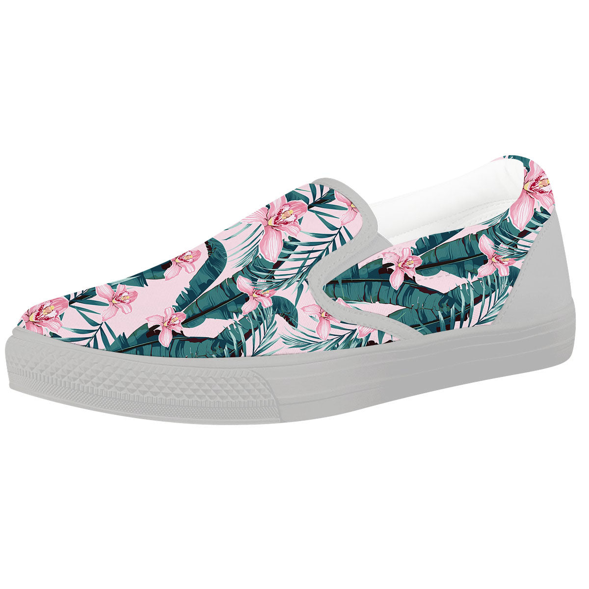 Tropical Pink Hawaiian Print Pattern White Slip On Shoes-grizzshop