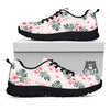 Tropical Pink Hibiscus Print Pattern Black Sneaker-grizzshop