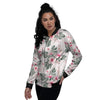 Tropical Pink Hibiscus Print Pattern Women's Bomber Jacket-grizzshop