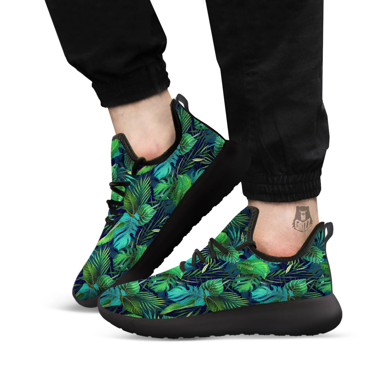 Tropical Plants Hawaiian Print Pattern Black Athletic Shoes-grizzshop