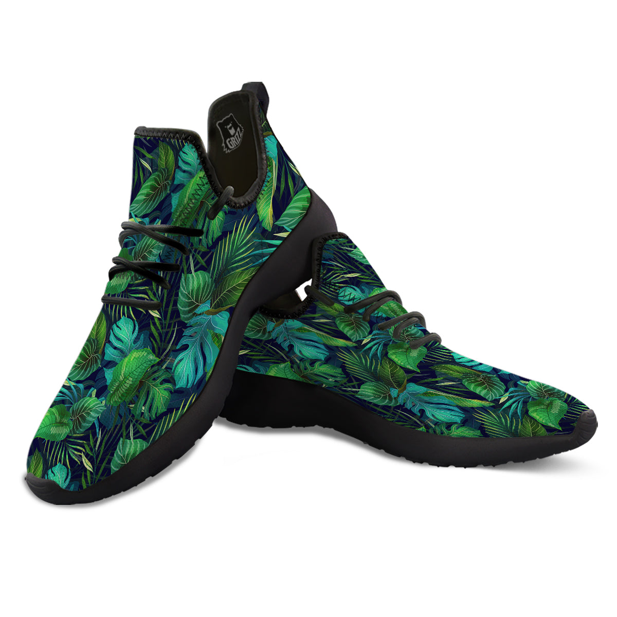 Tropical Plants Hawaiian Print Pattern Black Athletic Shoes-grizzshop