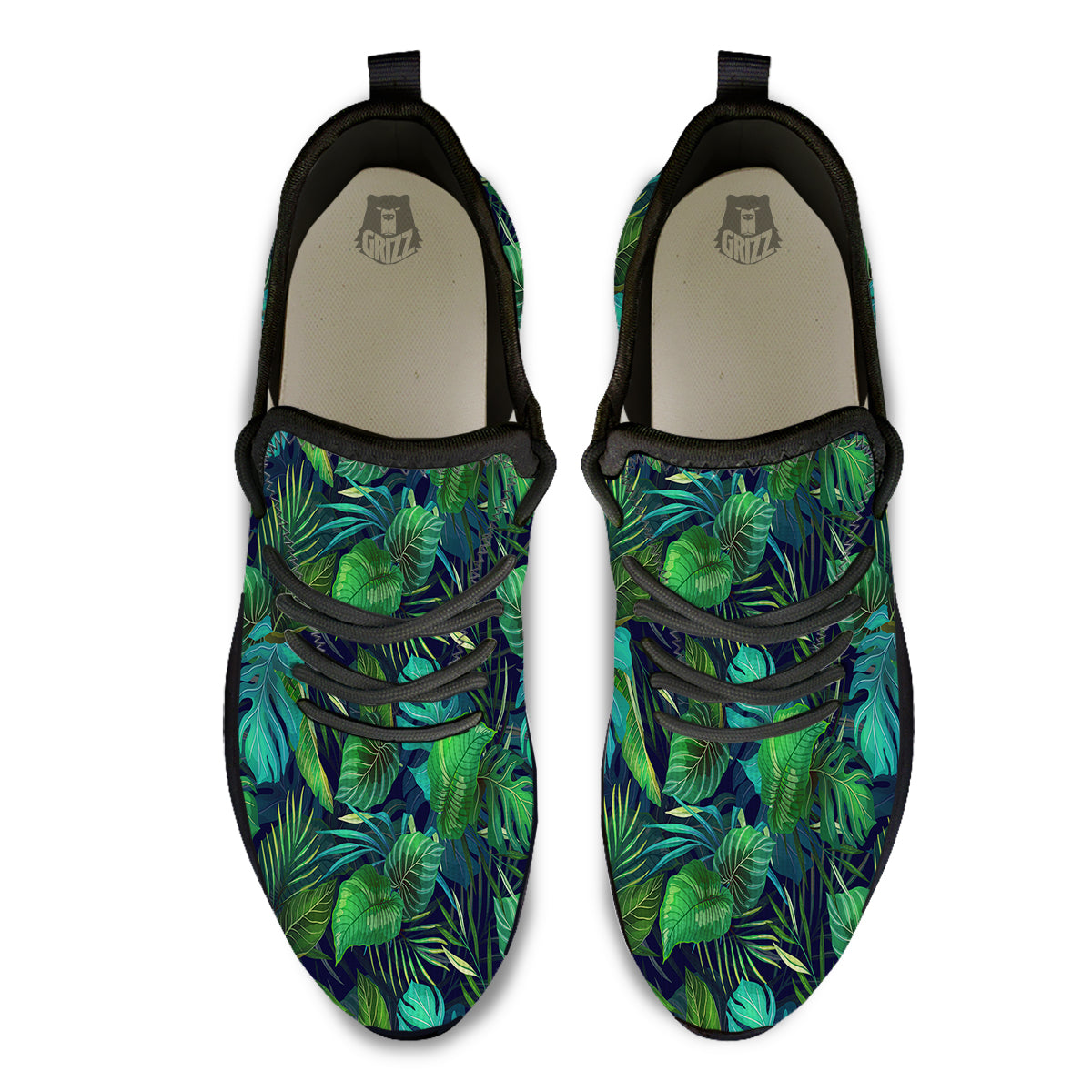 Tropical Plants Hawaiian Print Pattern Black Athletic Shoes-grizzshop