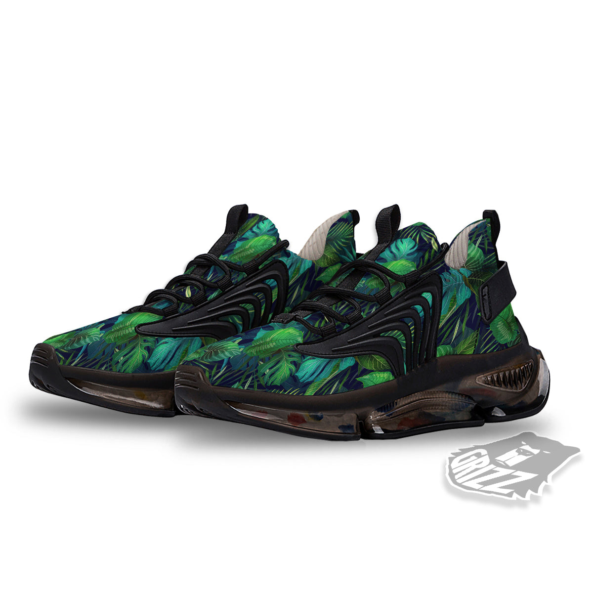Tropical Plants Hawaiian Print Pattern Black Gym Shoes-grizzshop