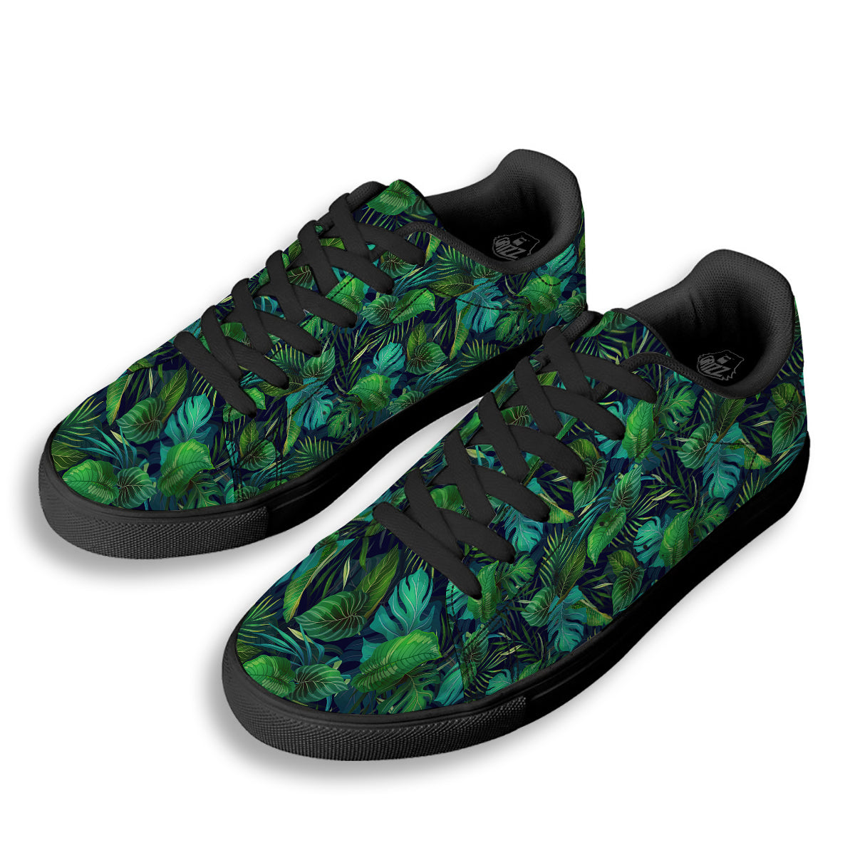 Tropical Plants Hawaiian Print Pattern Black Low Top Sneakers-grizzshop