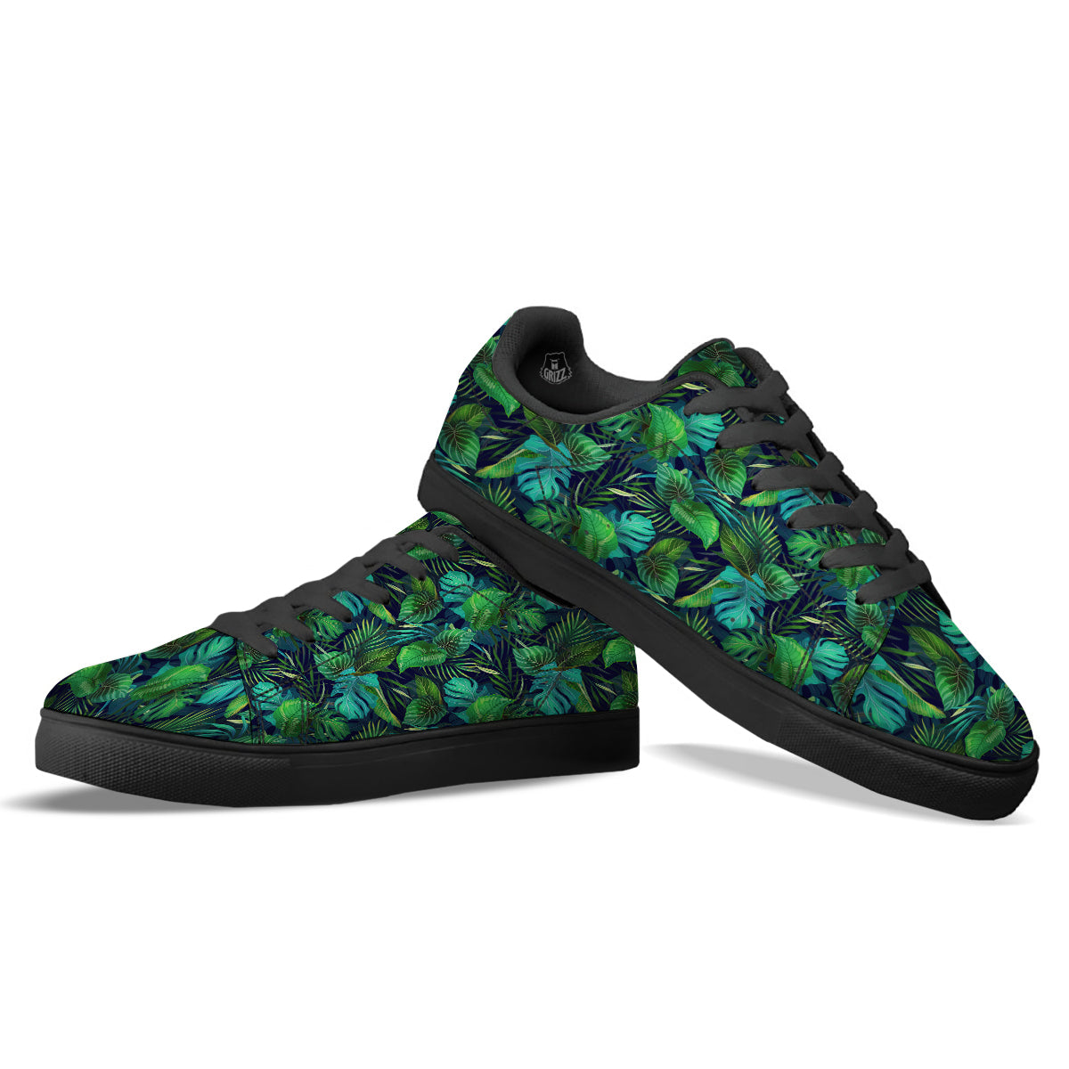 Tropical Plants Hawaiian Print Pattern Black Low Top Sneakers-grizzshop