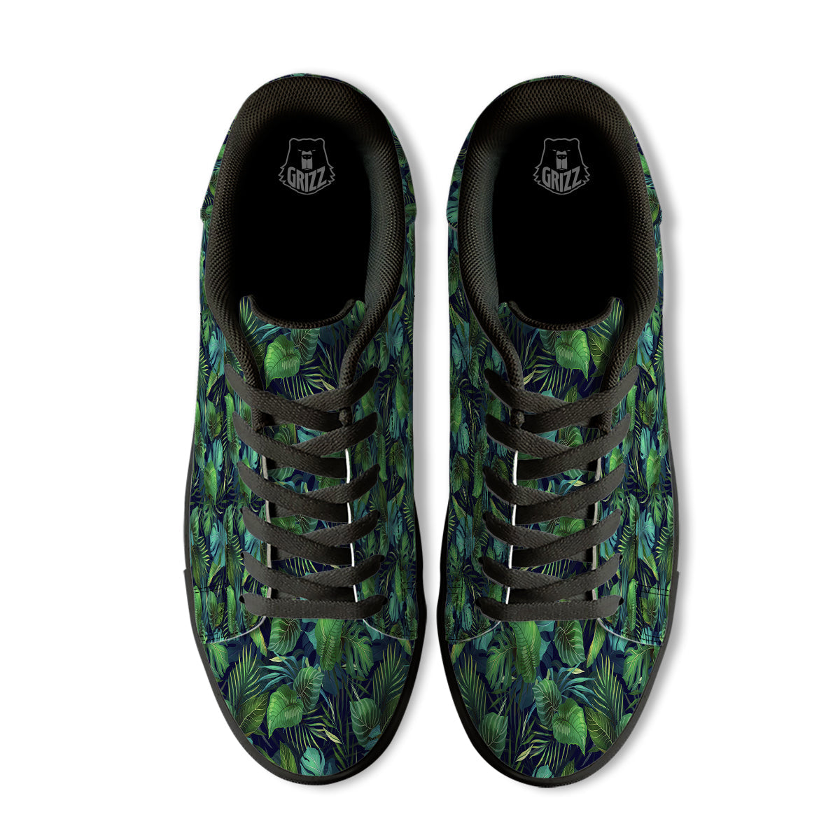Tropical Plants Hawaiian Print Pattern Black Low Top Sneakers-grizzshop