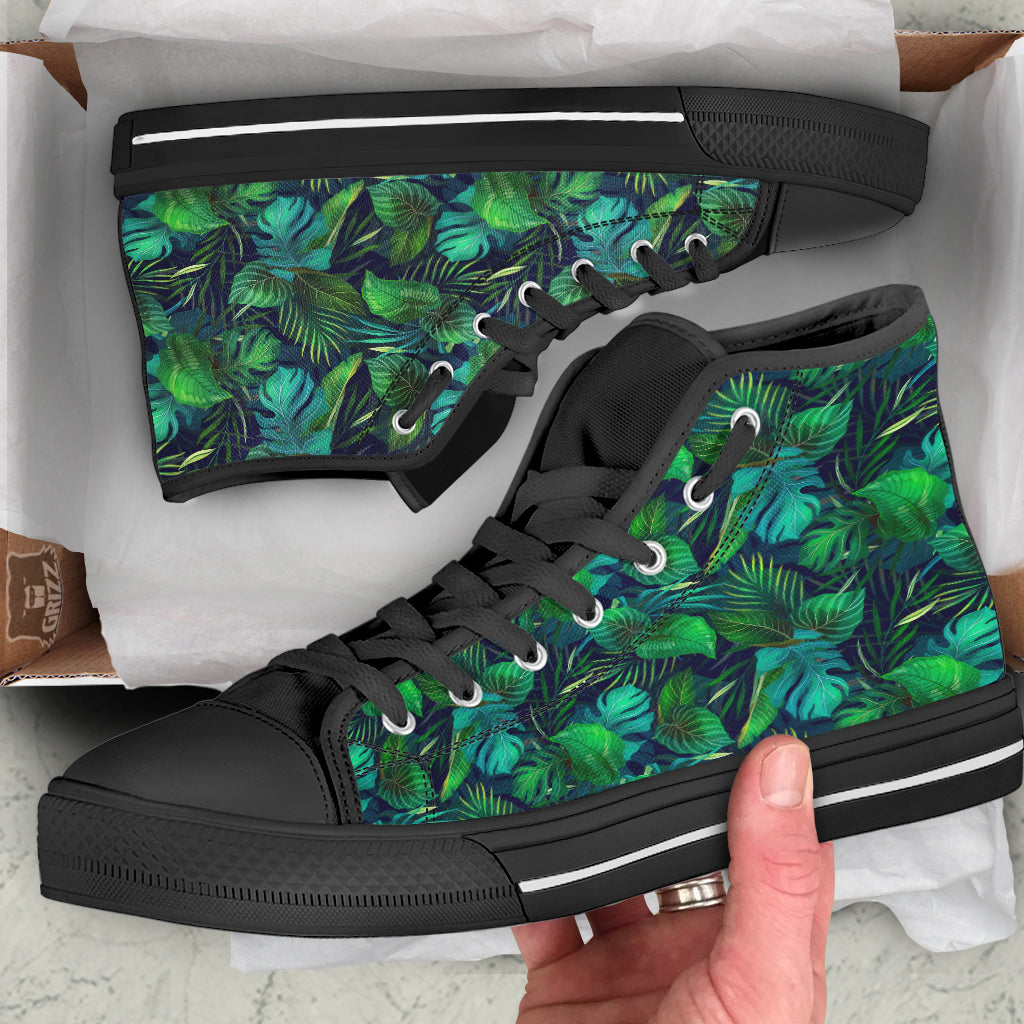 Tropical Plants Hawaiian Print Pattern High Top Shoes-grizzshop