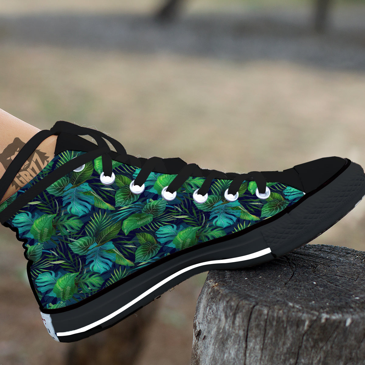 Tropical Plants Hawaiian Print Pattern High Top Shoes-grizzshop
