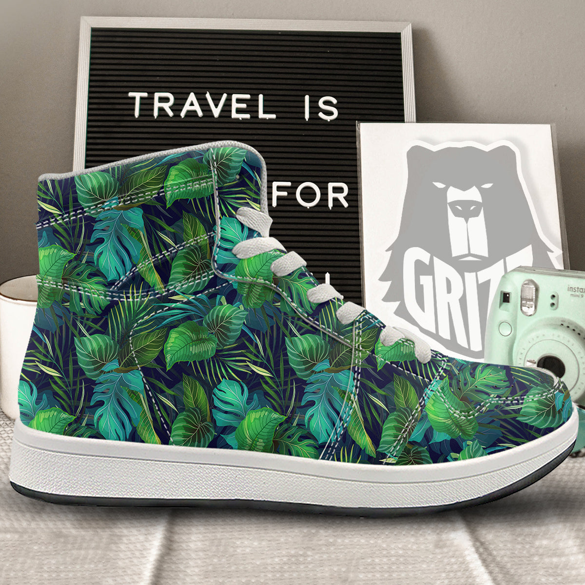 Tropical Plants Hawaiian Print Pattern High Top Sneakers-grizzshop