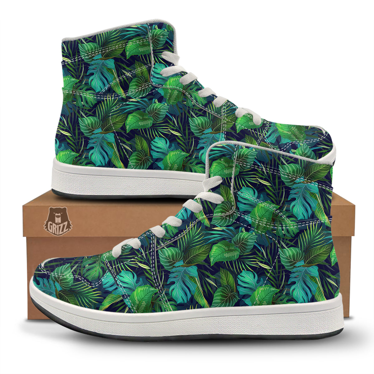 Tropical Plants Hawaiian Print Pattern High Top Sneakers-grizzshop