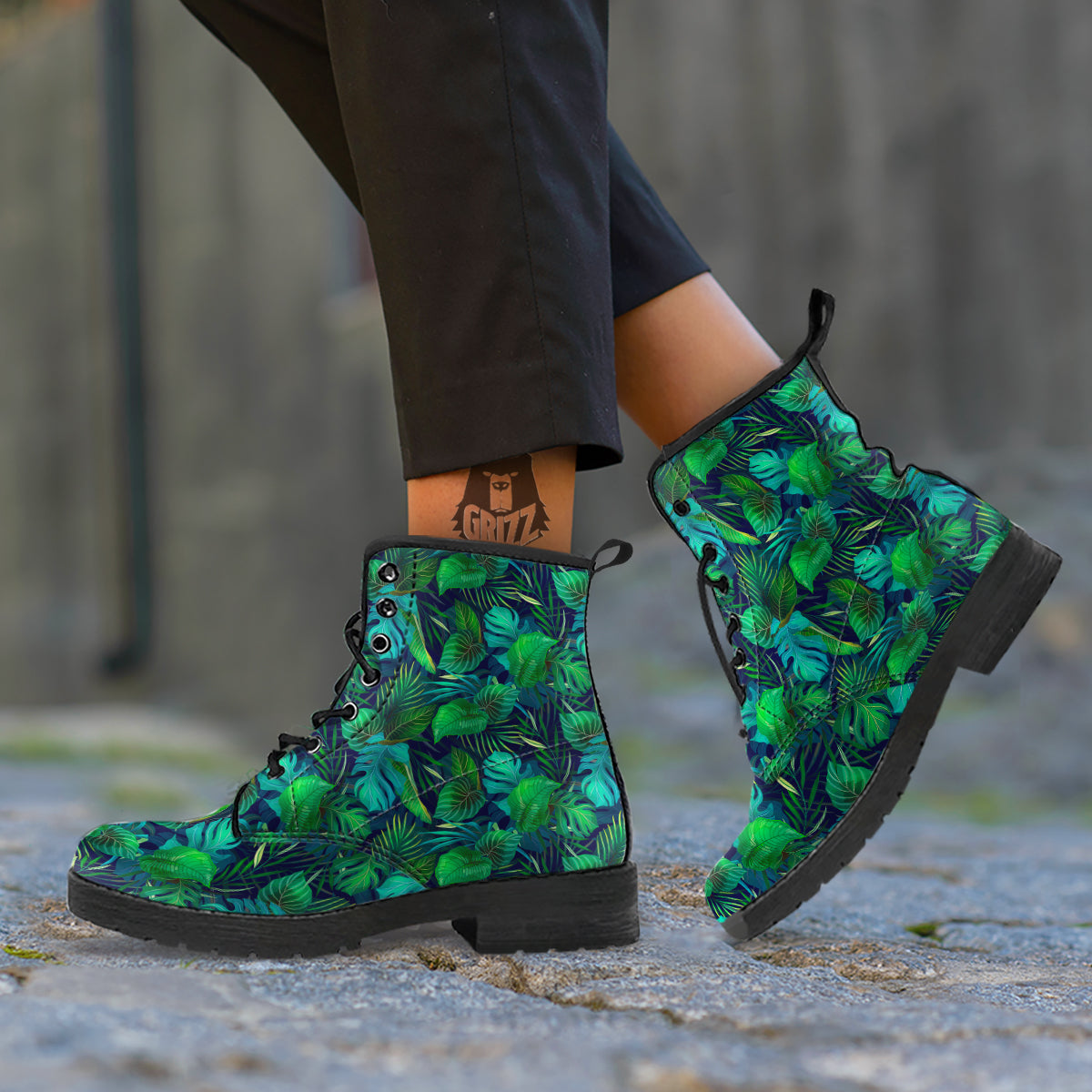 Tropical Plants Hawaiian Print Pattern Leather Boots-grizzshop