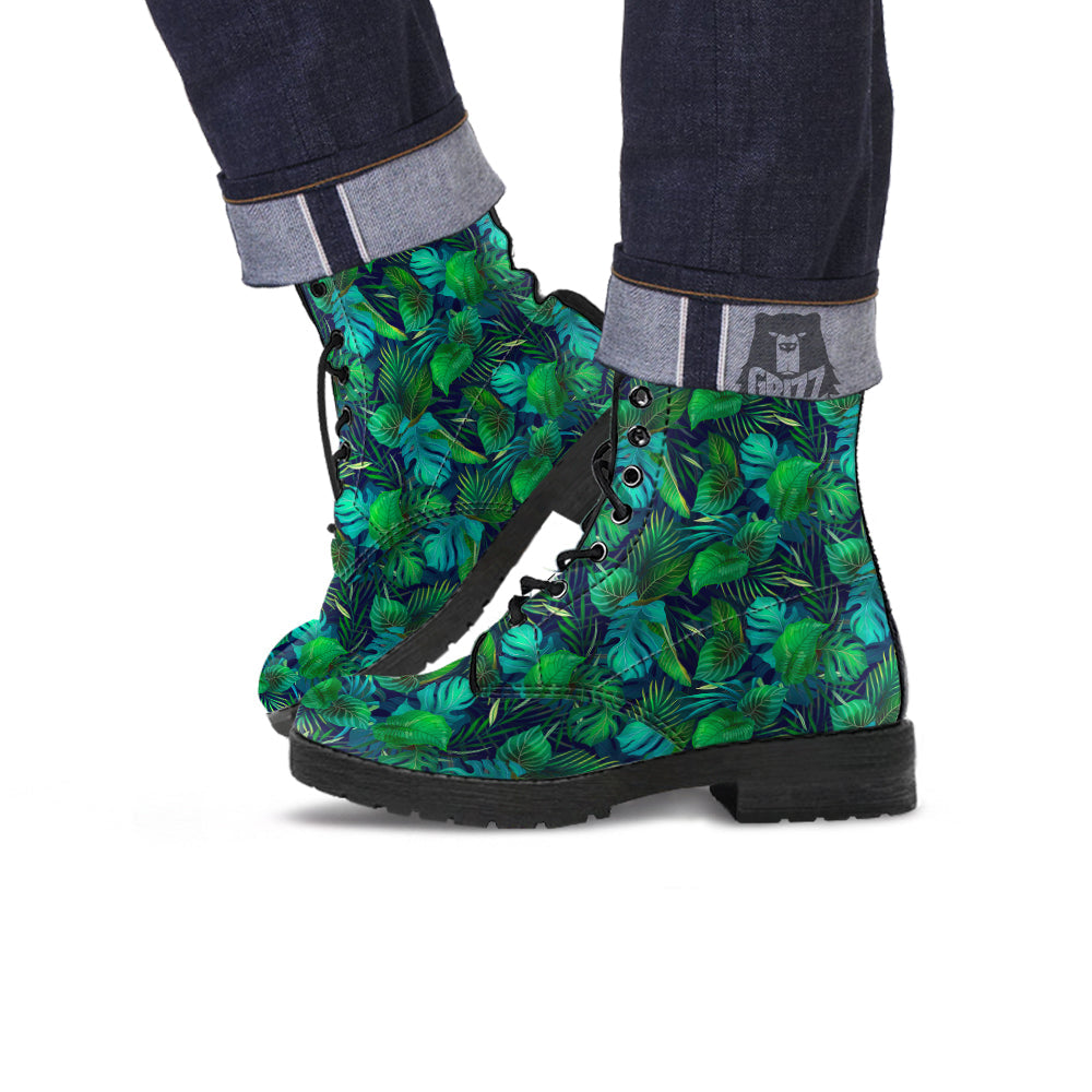 Tropical Plants Hawaiian Print Pattern Leather Boots-grizzshop