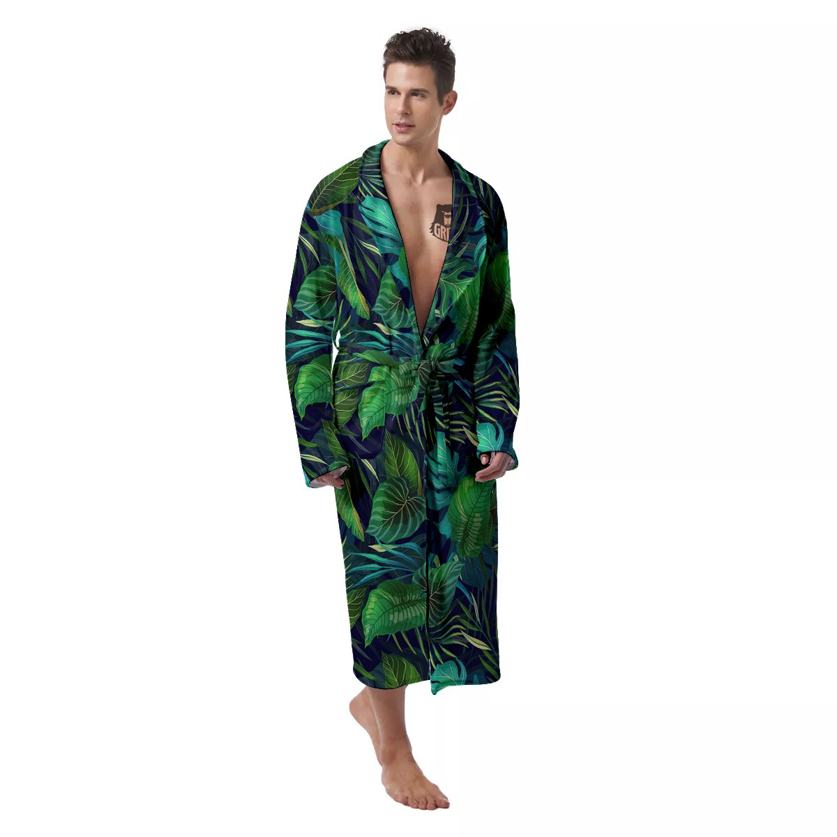 Tropical Plants Hawaiian Print Pattern Men's Robe-grizzshop