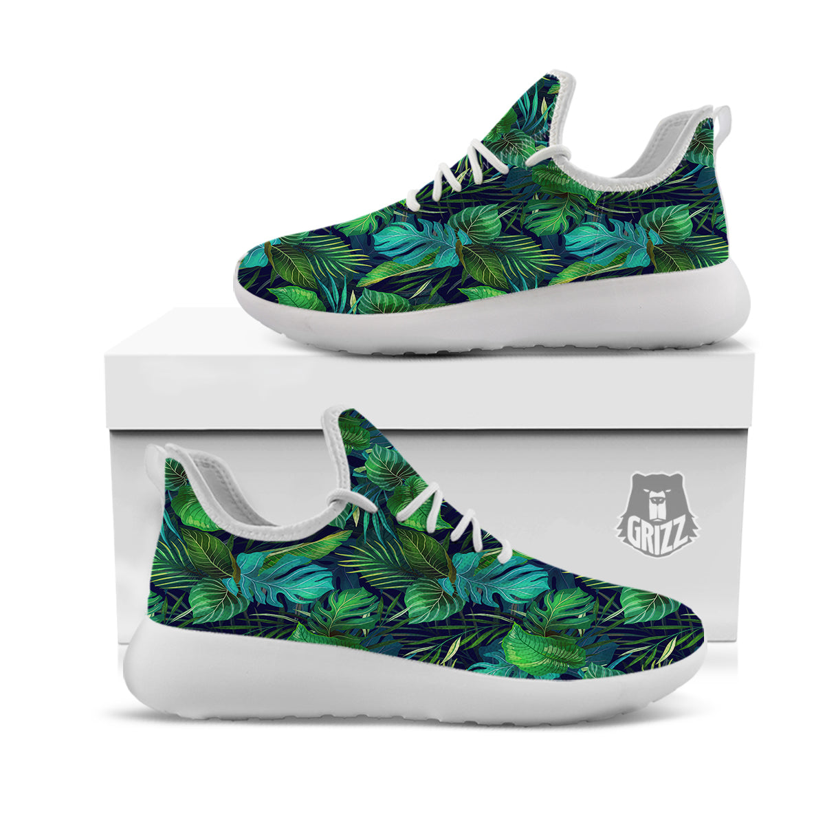Tropical Plants Hawaiian Print Pattern White Athletic Shoes-grizzshop