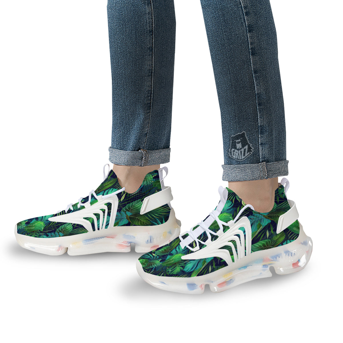 Tropical Plants Hawaiian Print Pattern White Gym Shoes-grizzshop