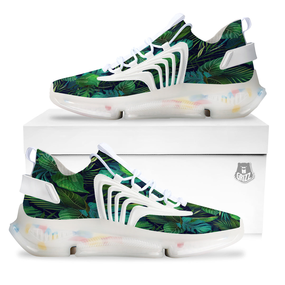 Tropical Plants Hawaiian Print Pattern White Gym Shoes-grizzshop