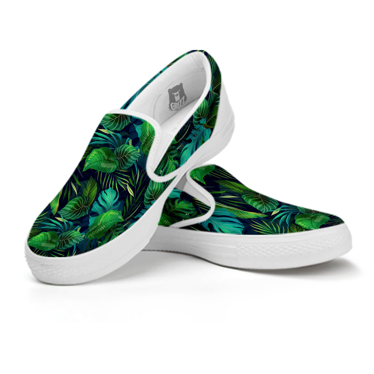 Tropical Plants Hawaiian Print Pattern White Slip On Shoes-grizzshop
