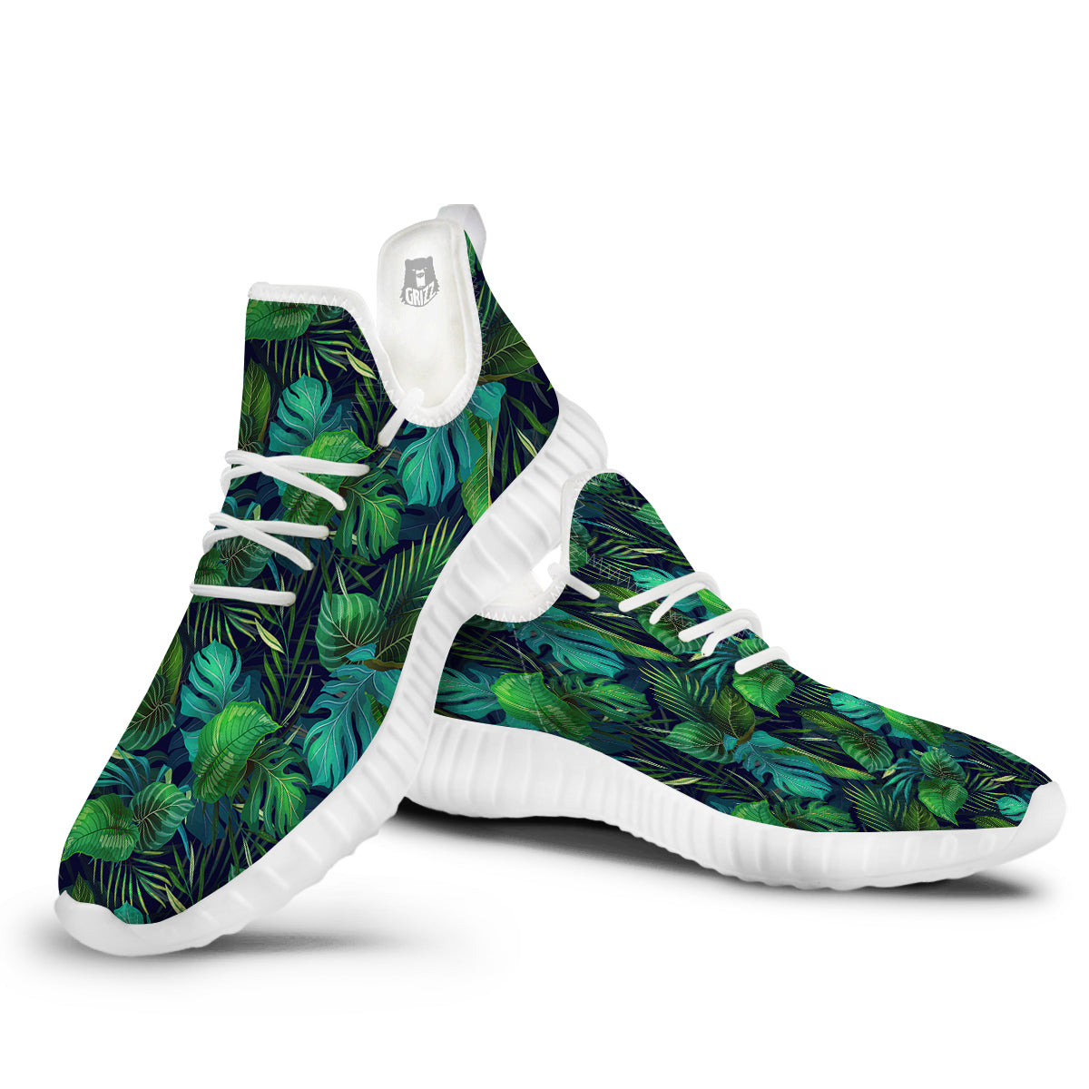 Tropical Plants Hawaiian Print Pattern White Walking Shoes-grizzshop