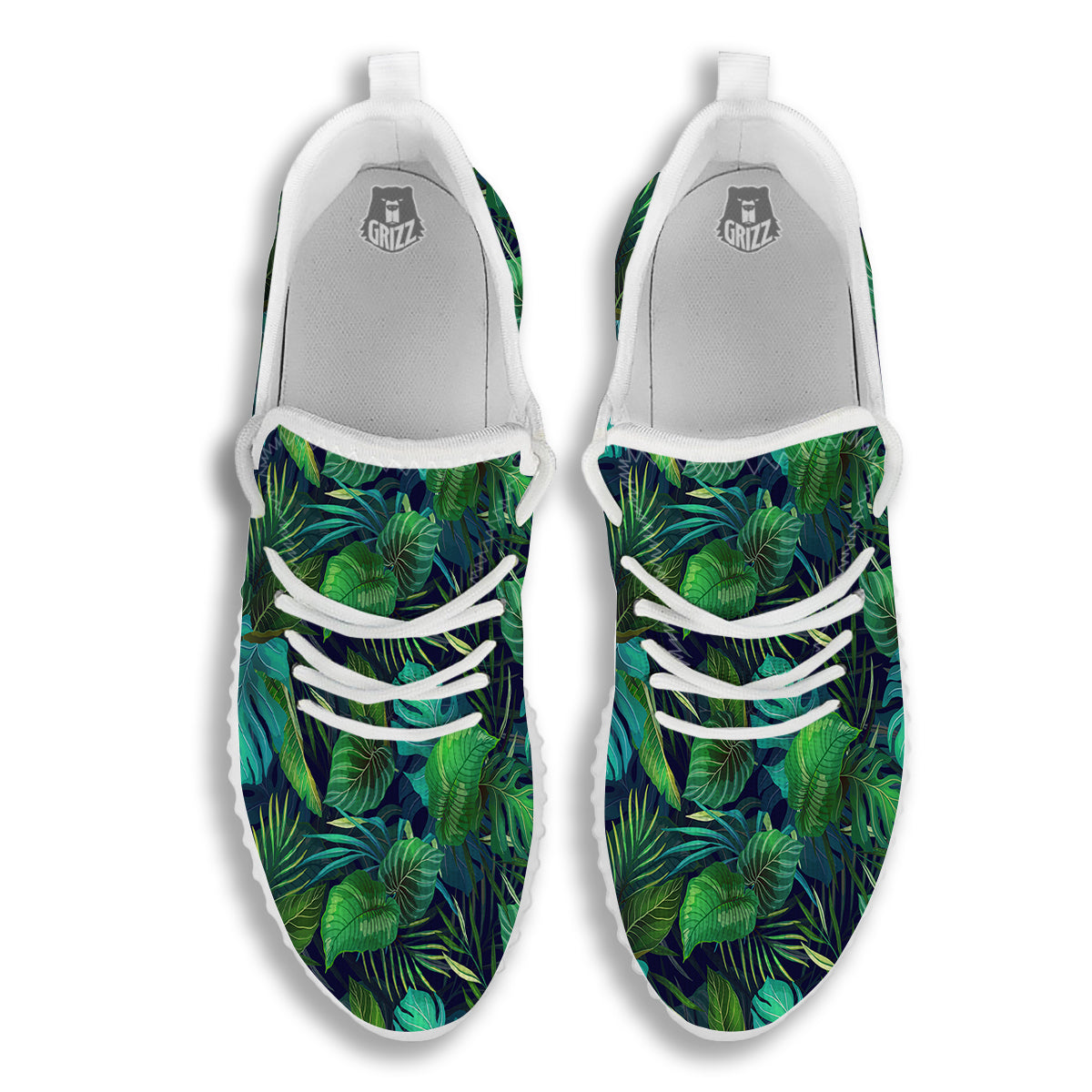 Tropical Plants Hawaiian Print Pattern White Walking Shoes-grizzshop