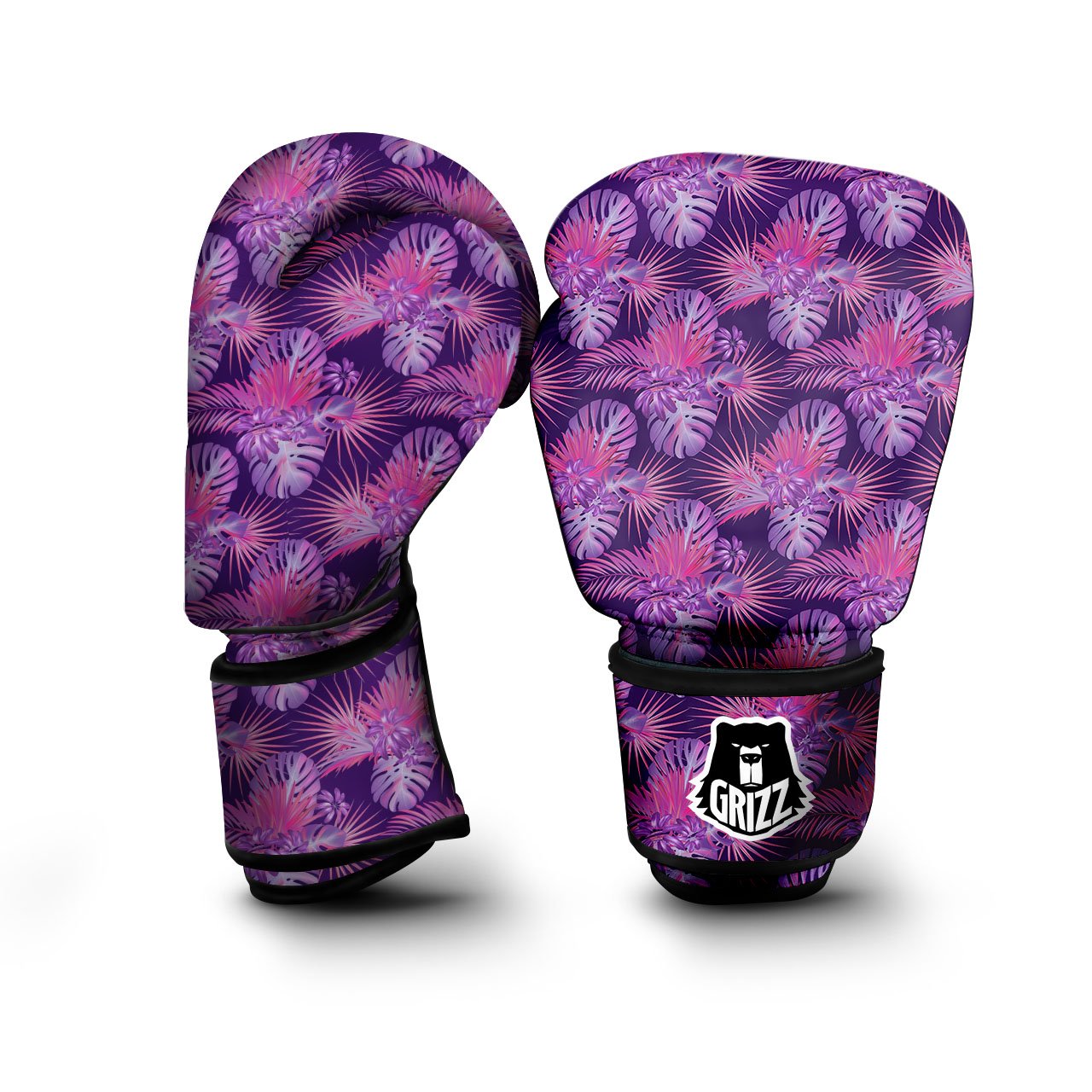 Tropical Purple Print Pattern Boxing Gloves-grizzshop