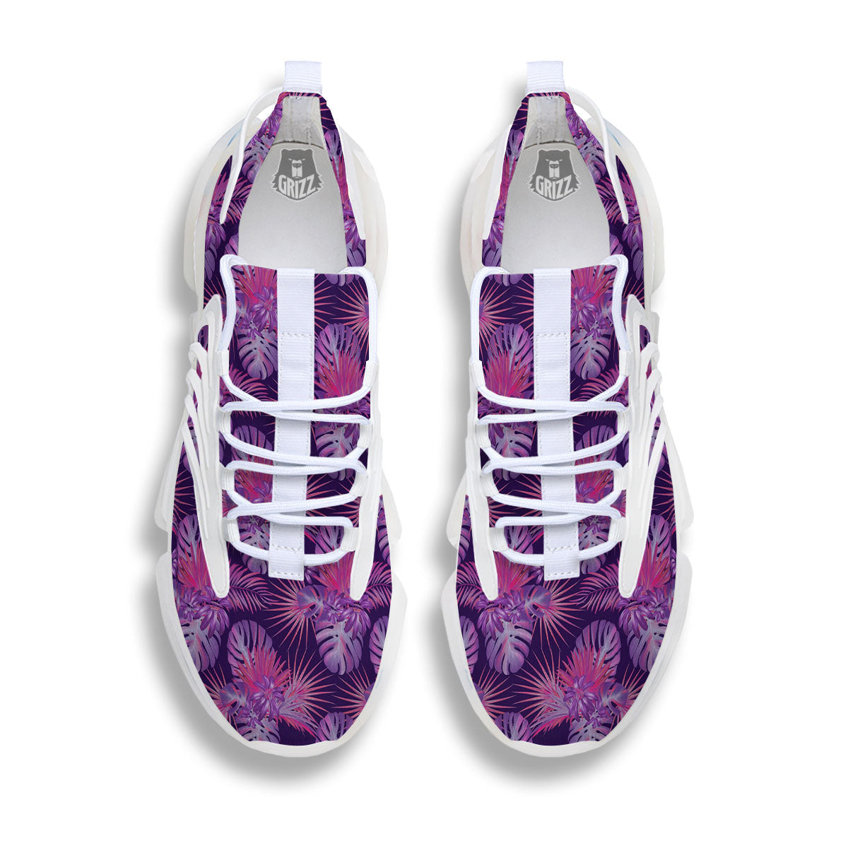 Tropical Purple Print Pattern White Gym Shoes-grizzshop