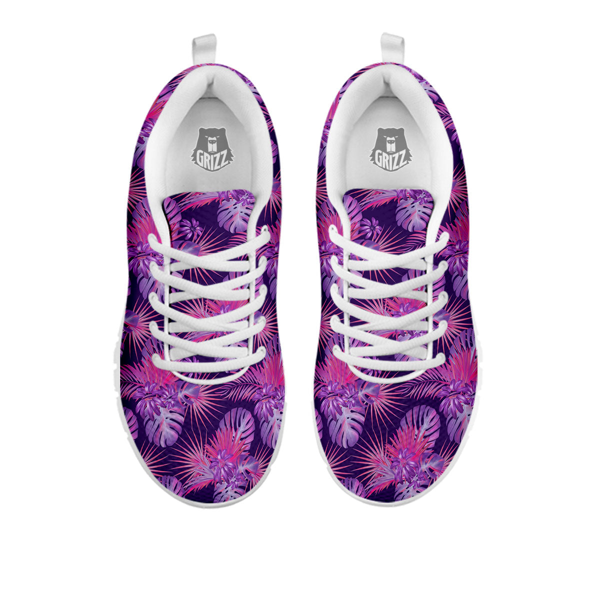 Tropical Purple Print Pattern White Sneaker-grizzshop