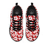 Tropical Red Hawaiian Print Pattern Black Sneaker-grizzshop