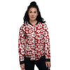 Tropical Red Hawaiian Print Pattern Women's Bomber Jacket-grizzshop