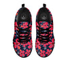 Tropical Red Hibiscus Print Pattern Black Sneaker-grizzshop