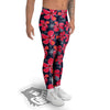 Tropical Red Hibiscus Print Pattern Men's Leggings-grizzshop