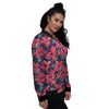 Tropical Red Hibiscus Print Pattern Women's Bomber Jacket-grizzshop