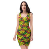 Tropical Reggae Leaf Bodycon Dress-grizzshop