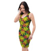 Tropical Reggae Leaf Bodycon Dress-grizzshop