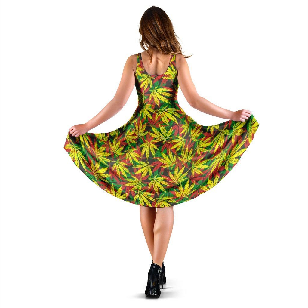 Tropical Reggae Leaf Dress-grizzshop