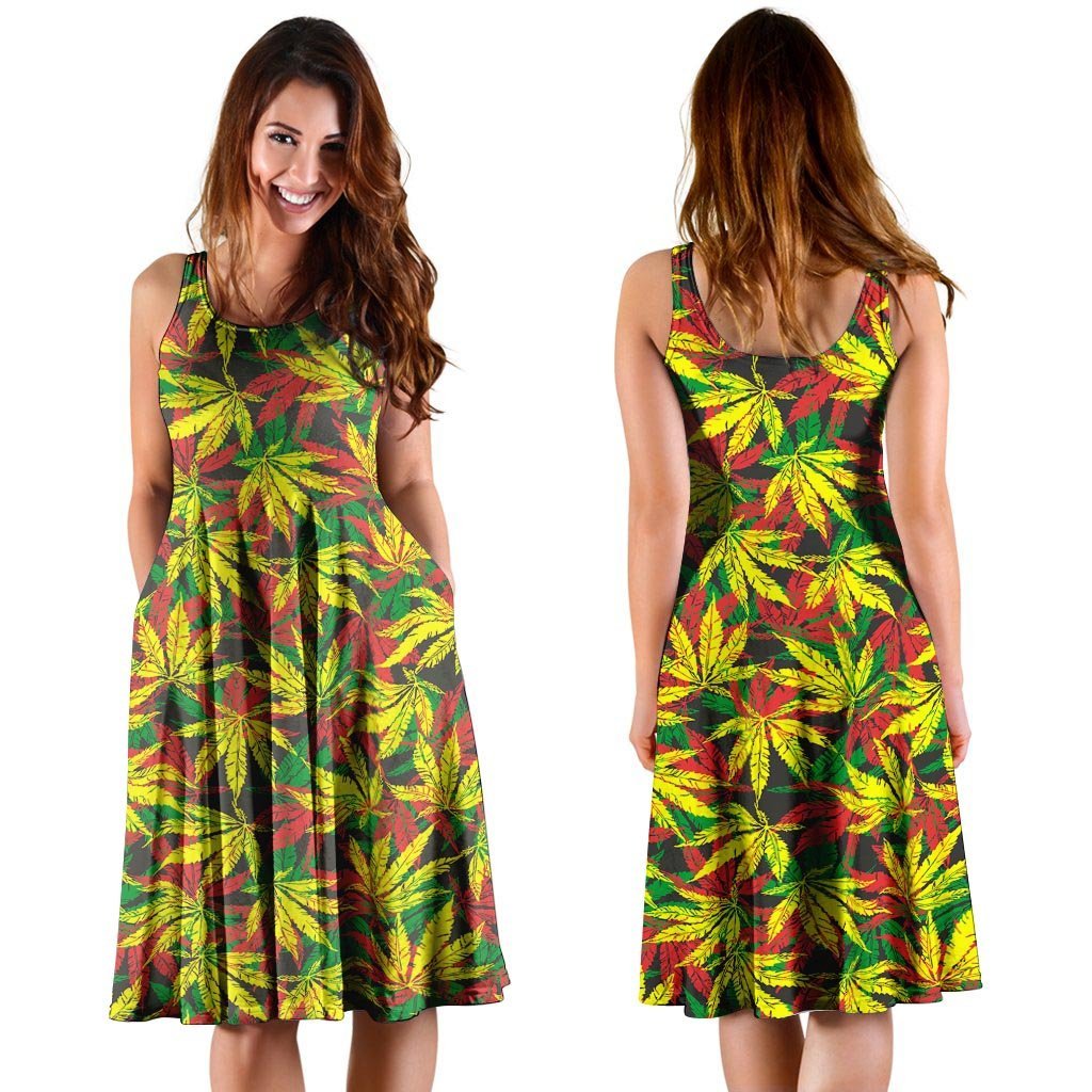 Tropical Reggae Leaf Dress-grizzshop