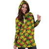 Tropical Reggae Leaf Hoodie Dress-grizzshop