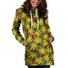 Tropical Reggae Leaf Hoodie Dress-grizzshop