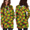 Tropical Reggae Leaf Hoodie Dress-grizzshop