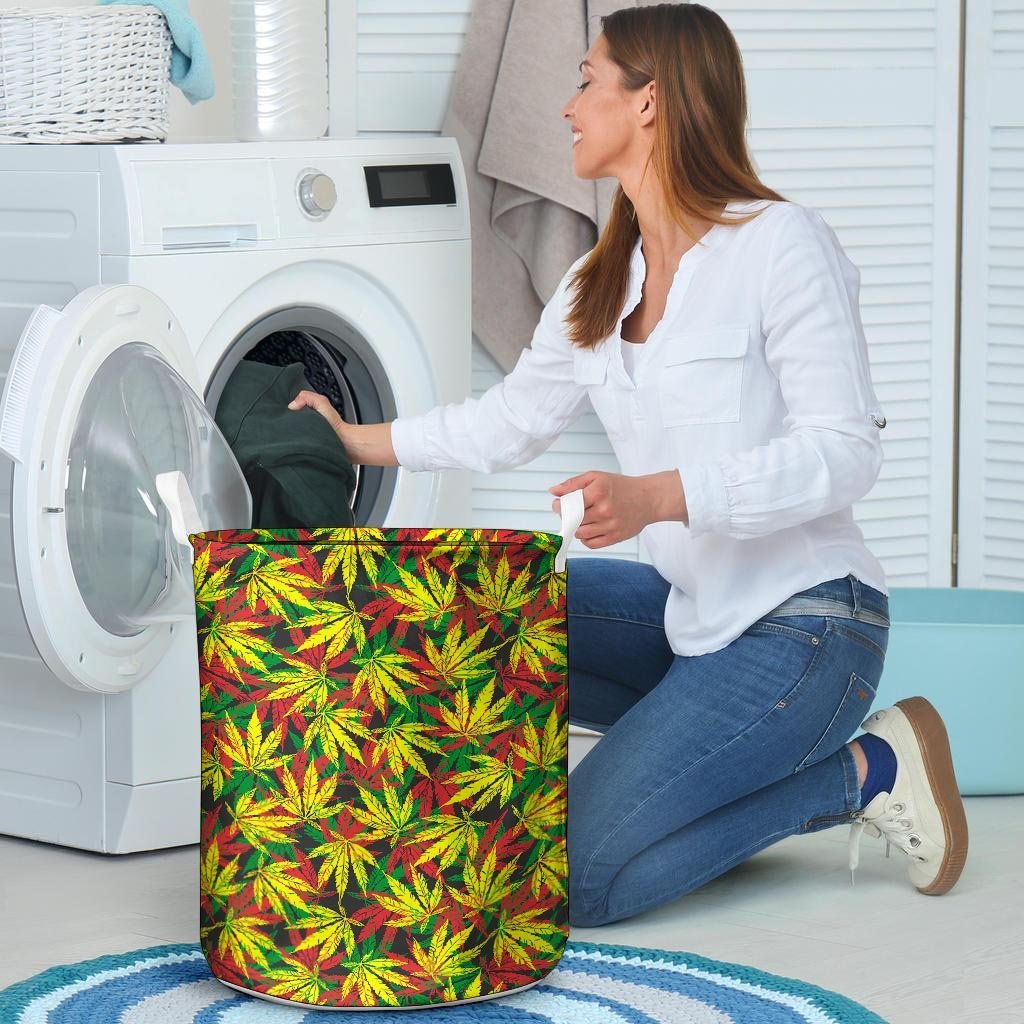 Tropical Reggae Leaf Laundry Basket-grizzshop