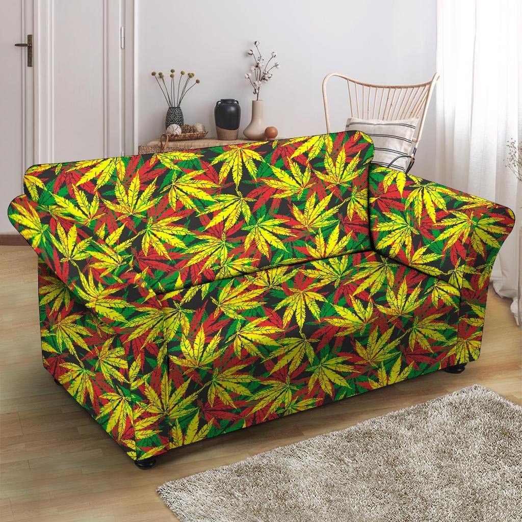 Tropical Reggae Leaf Loveseat Cover-grizzshop